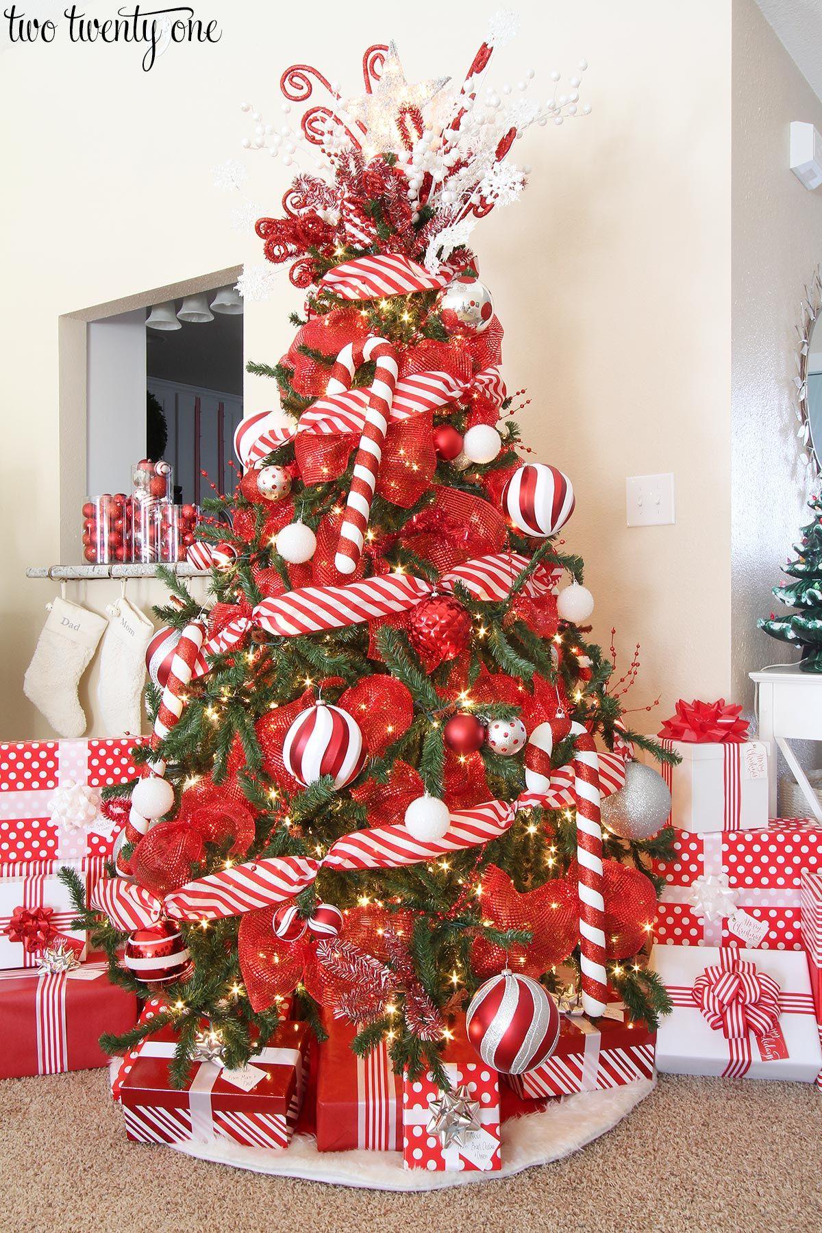 Red and White Tree Logo - Red & White Christmas Tree
