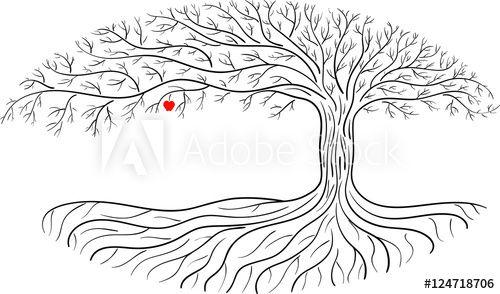 Red and White Tree Logo - Druidic apple tree, oval silhouette, black and white tree logo with ...