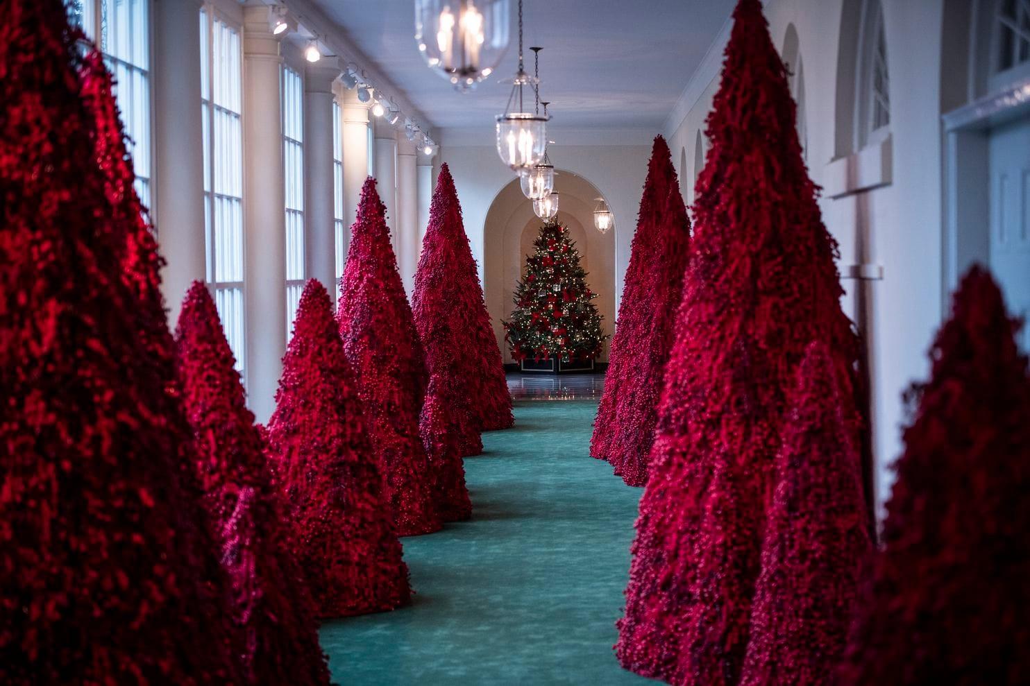 Red and White Tree Logo - Melania Trump didn't show up to explain her spooky Christmas ...