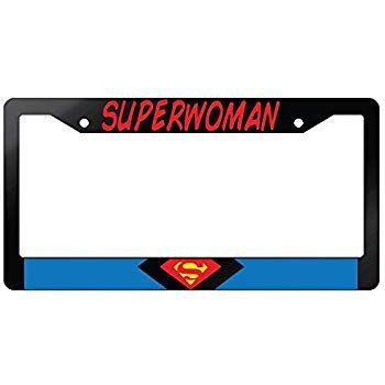 Superwoman Logo - Amazon.com: Superwoman LOGO Glossy Black Plastic License Plate Frame ...
