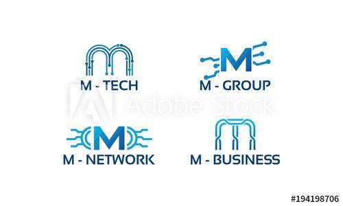 Cool M Logo - M initial Tech logo vector set, Cool M Initial Wire logo template ...