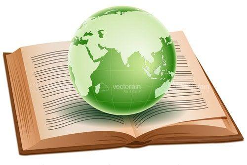 Open Globe Logo - Green Globe on Open Book Vectors, Icon, Logos