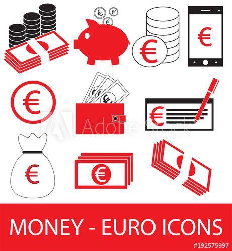 European Phone Logo - Set, collection or pack of Euro currency icon or logo vector. Coins