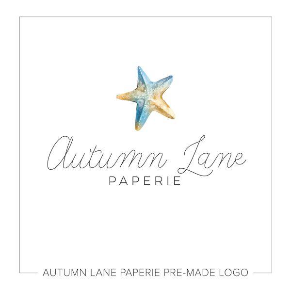 Starfish Logo - Watercolor Starfish Logo | Autumn Lane Paperie