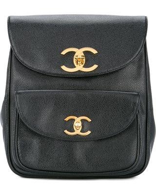 Interlocking CC Logo - Amazing Deal on Chanel Vintage interlocking CC flap backpack - Black