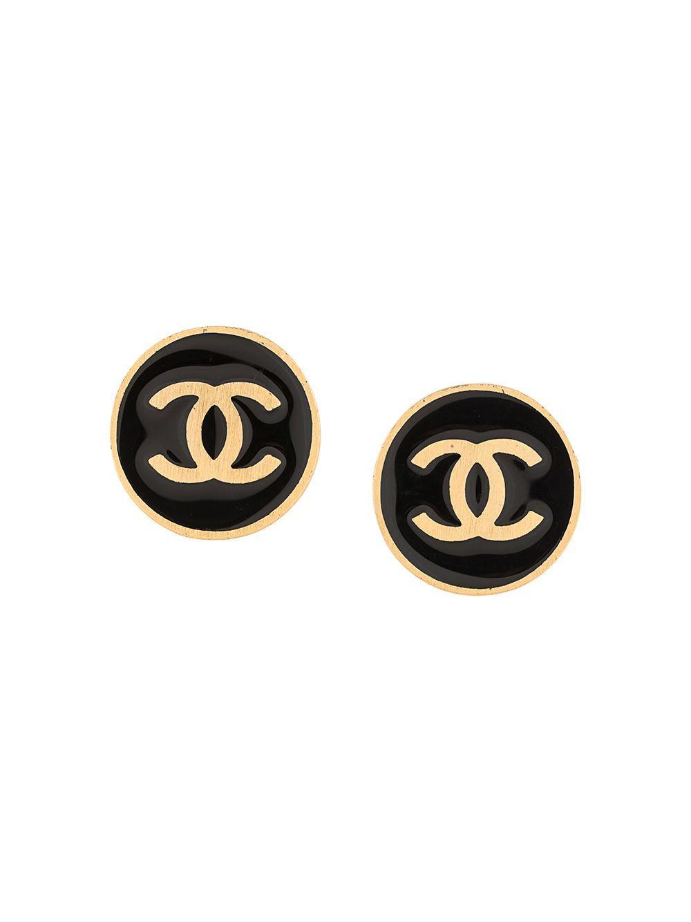 Interlocking CC Logo - Chanel Vintage Cc Logos Button Earrings - 黑色 | ModeSens