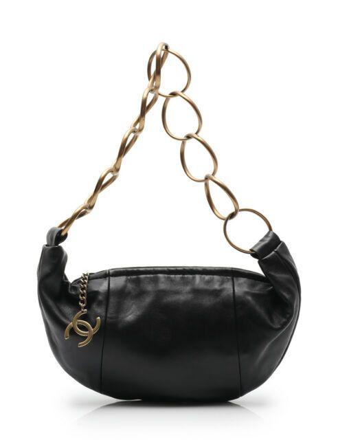 Interlocking CC Logo - CHANEL Interlocking CC Mark logo chain tote bag leather black | eBay
