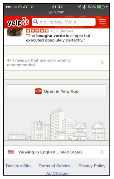 Small Yelp Button Logo - Promoting mobile apps without interstitials: case studies