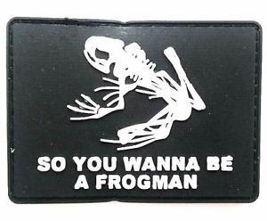 Black and White Airsoft Logo - A FROGMAN Logo Paintball Airsoft PVC Velcro Patch Black / White
