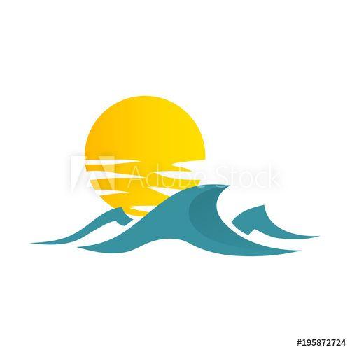 Orange Sun Logo - Travel agency logo. Triangle design sun and sea. Summer yellow