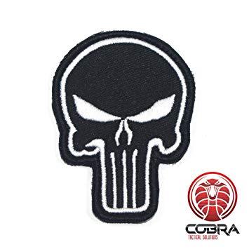 Black and White Airsoft Logo - Punisher Skull Embroidery Tactical Army Badge Patch Black white
