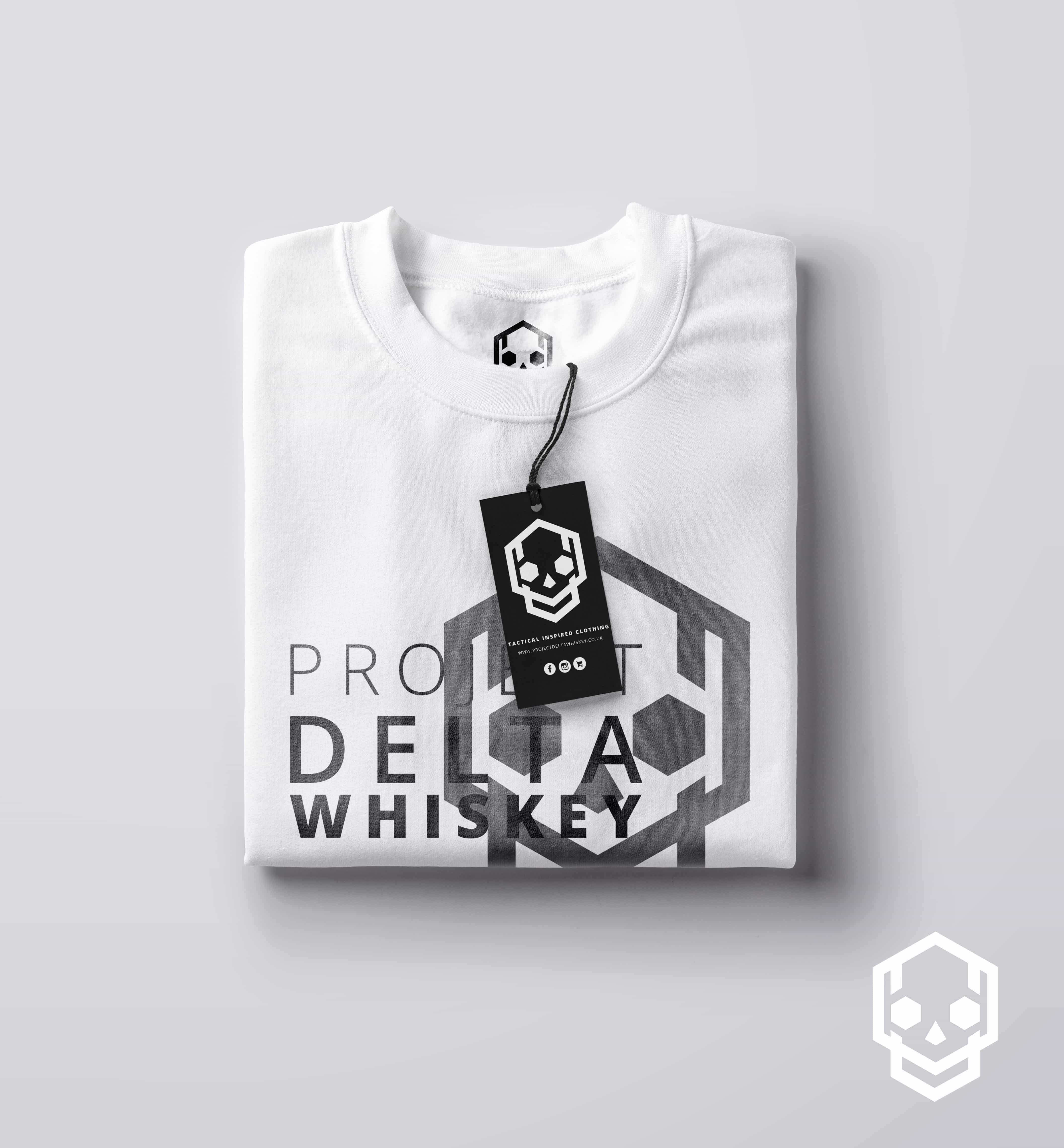 Black and White Airsoft Logo - PDW Emblem T Shirt. UK Airsoft T Shirts & Tops. Project Delta Whiskey