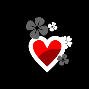 Black On Red Heart Logo - Heart Clipart Heart and Flowers with Black Background