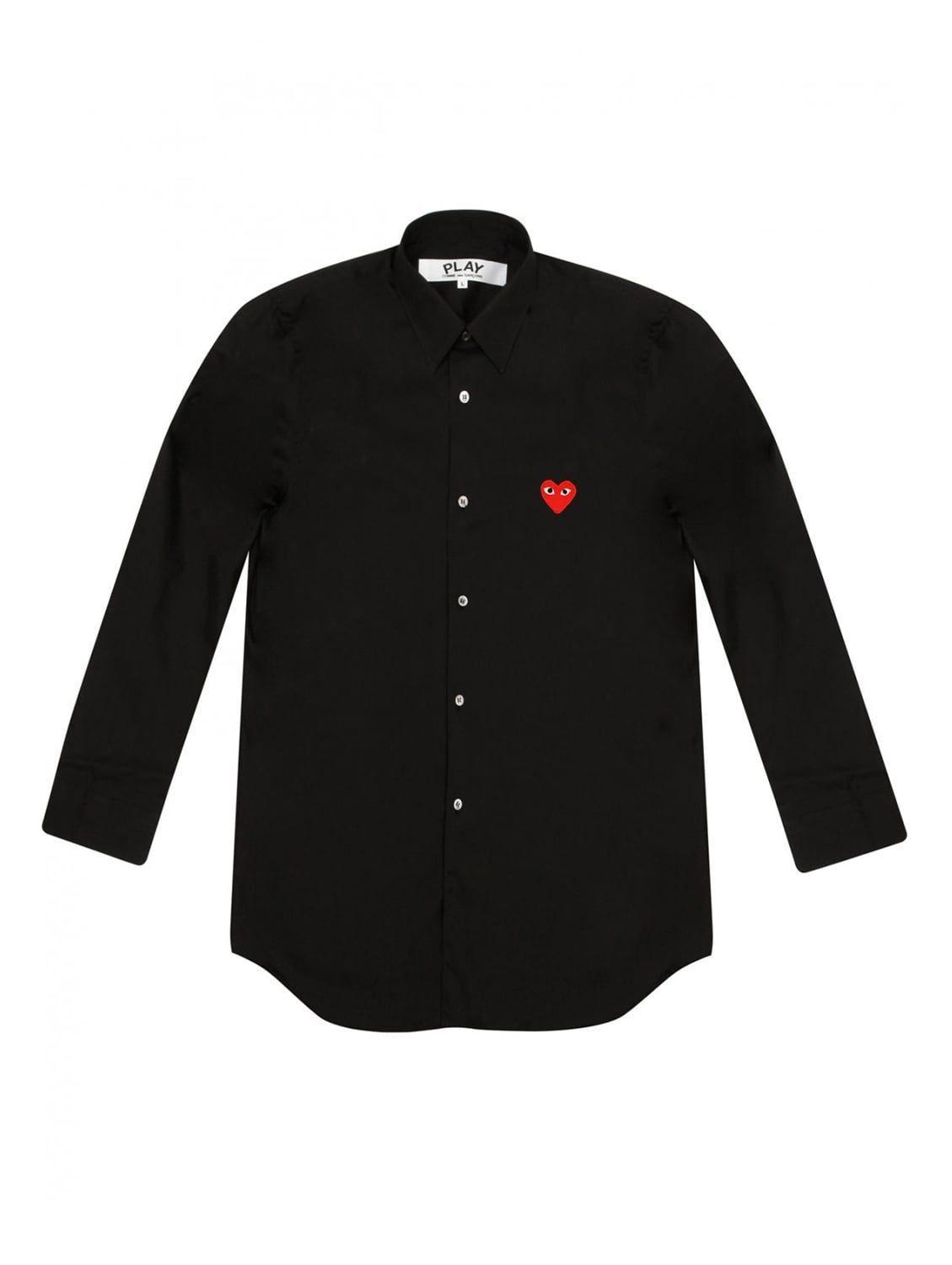 Black On Red Heart Logo - Comme des Garcons Play Red Heart Formal Shirt in Black | Hervia.com ...