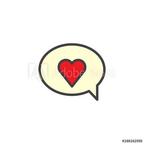 Red Speech Logo - Valentines day speech bubble with red heart filled outline icon ...