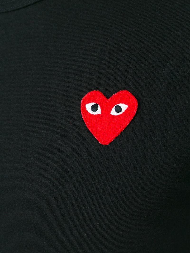 Black On Red Heart Logo - Play Comme des Garçons Heart Logo Embroidered T-Shirt in Black for ...