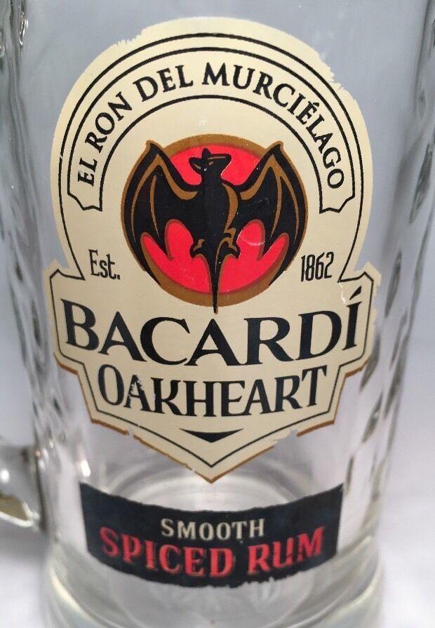 Bacardi Oakheart Logo - Bacardi Oakheart Spiced Rum Glass Mugs Set of 2