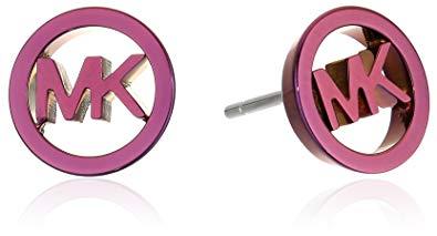 MK Purple Logo - Michael Kors Womens Plum Plated Stud MK Logo Earrings: Amazon.co.uk ...