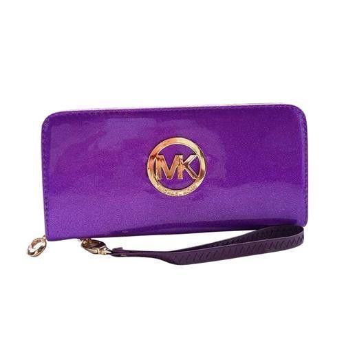 MK Purple Logo - Michael Kors Smooth Shiny Logo Large Purple Wallets | I want this ...
