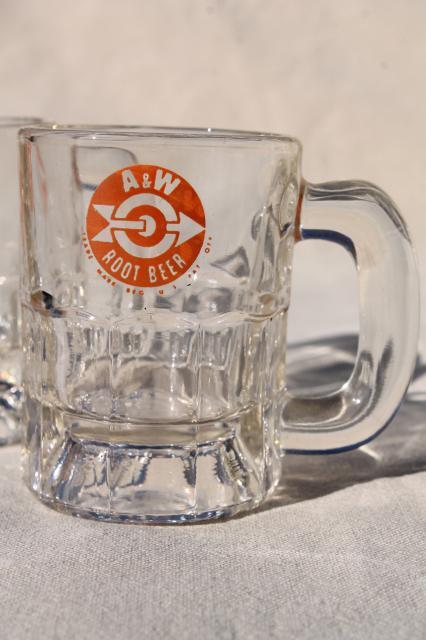 Root Beer Mug Logo - Vintage A&W root beer mugs, glass mug lot w/ different old A & W ...
