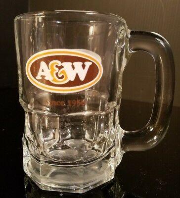 Root Beer Mug Logo - VINTAGE A & W Root Beer Mug Thick Heavy Glass Stein Old Logo 