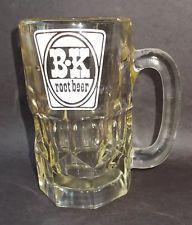 Root Beer Mug Logo - Vintage BK Root Beer Mug-Large 16 oz Glass-White Logo-1960's Midwest ...