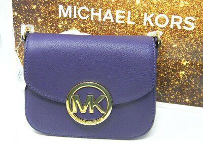 MK Purple Logo - New Michael Kors Iris Purple Fulton MK Gold Logo Crossbody Purse ...