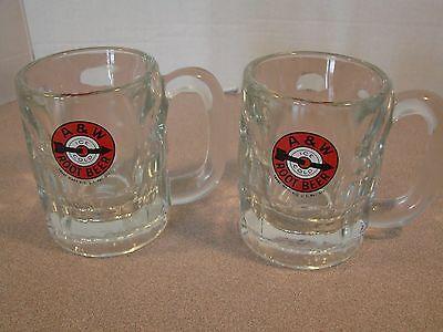 Root Beer Mug Logo - 2 VINTAGE A&W Root Beer Mugs Cups Clear Glass Brown and Orange Logo ...