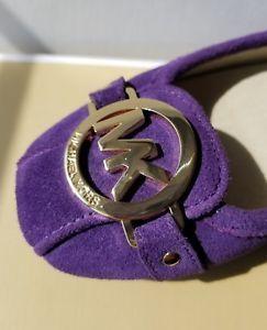 MK Purple Logo - MICHAEL KORS CLASSIC FULTON PURPLE IRIS SUEDE GOLD MK LOGO MOCCASIN