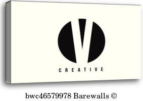 White Letter a Logo - Canvas Print of PV P V White Letter Logo Design with Circle
