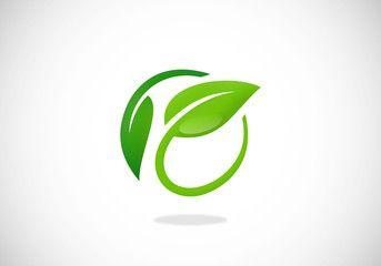 Green Leaf Circle Logo - leaf nature ecology circle vector logo