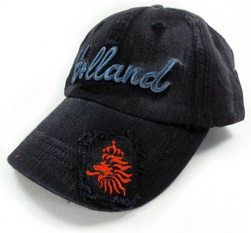 Holland Lion Logo - KNVB Hat - Holland Embroidered Stonewashed Black with KNVB Lion Logo ...