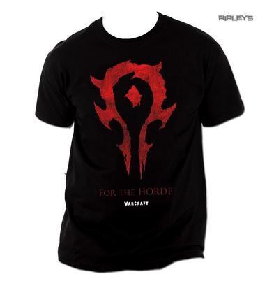 Red Orc Logo - Official Black T Shirt World of WARCRAFT Movie 'For The Horde' Orc Logo