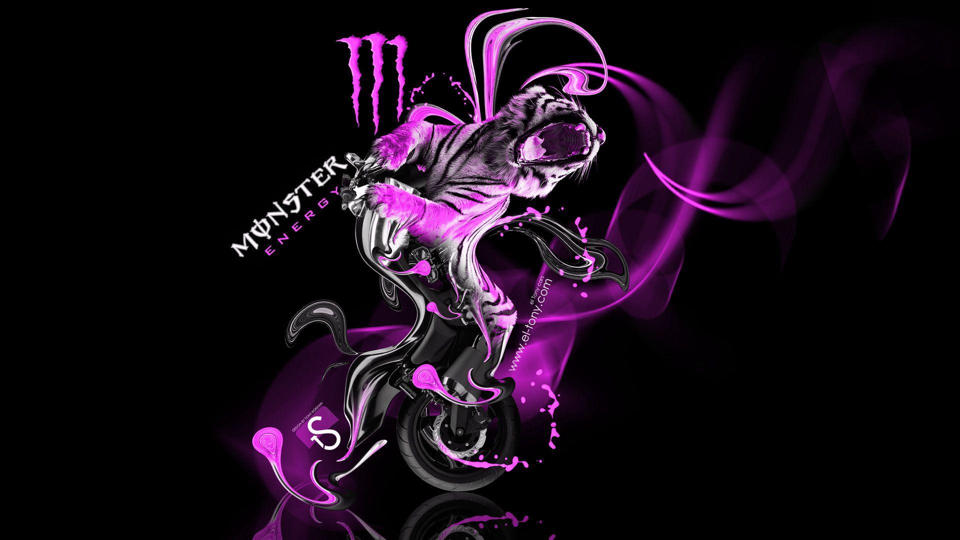 Pink Monster Logo - Monster Energy Yamaha Vmax Plastic Tiger Bike 2014 | el Tony
