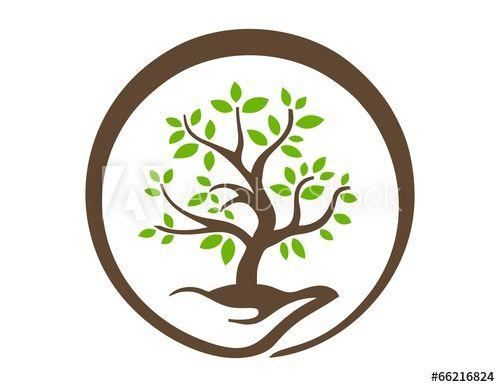 Hand Tree Logo - hand tree logo, nature symbol, global life icon this stock