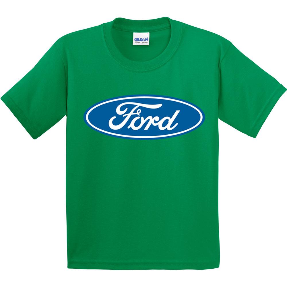 Green Ford Logo - Ford Logo Kid's T Shirt Licensed Ford Logo On Chest Tee For Youth