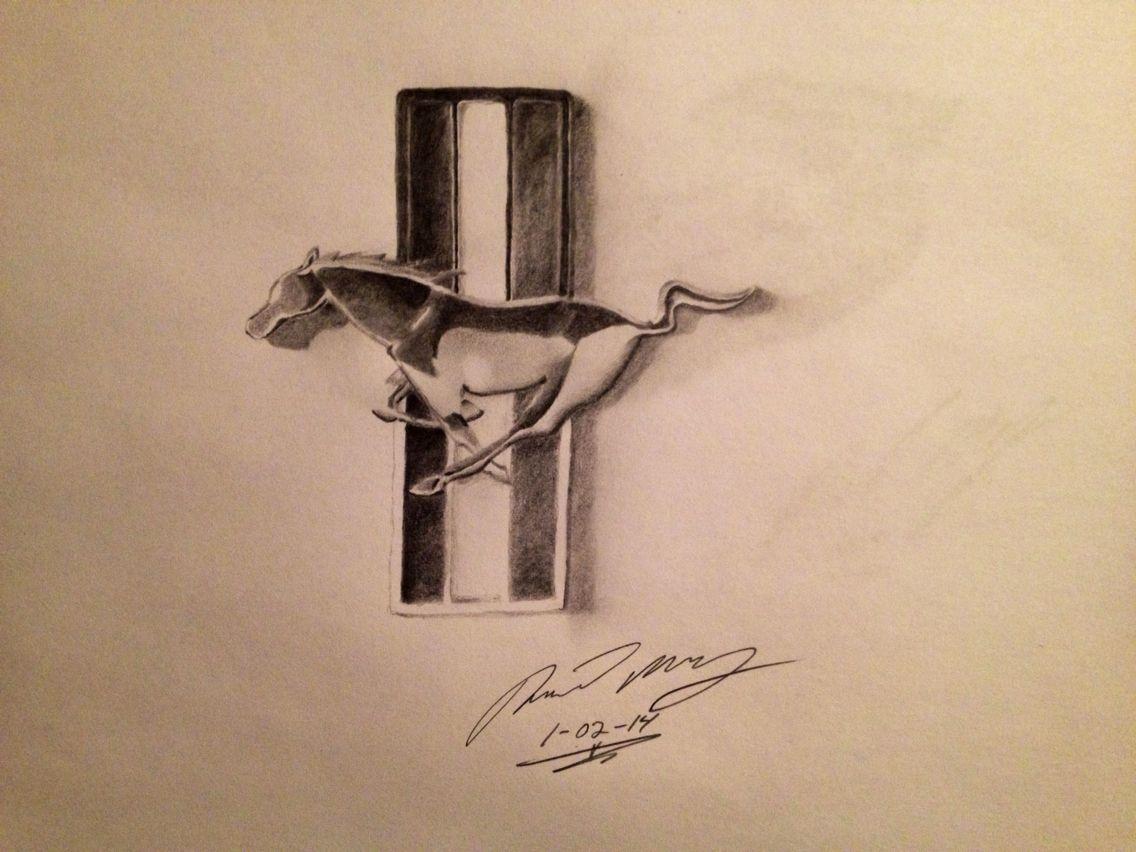 Cool Mustang Logo - Pencil drawing of a Ford Mustang logo. drawings. Mustang, Mustang