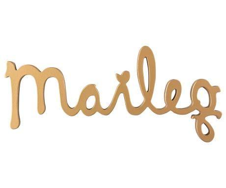 Wood and Gold Logo - Maileg wooden logo