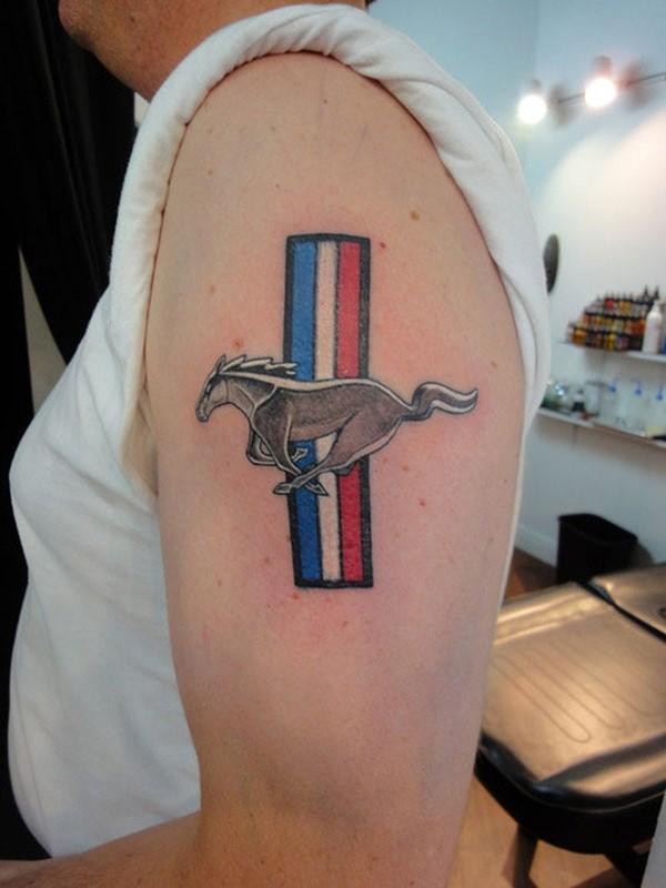 Cool Mustang Logo - Mustang Logo Tattoo On Left Half Sleeve