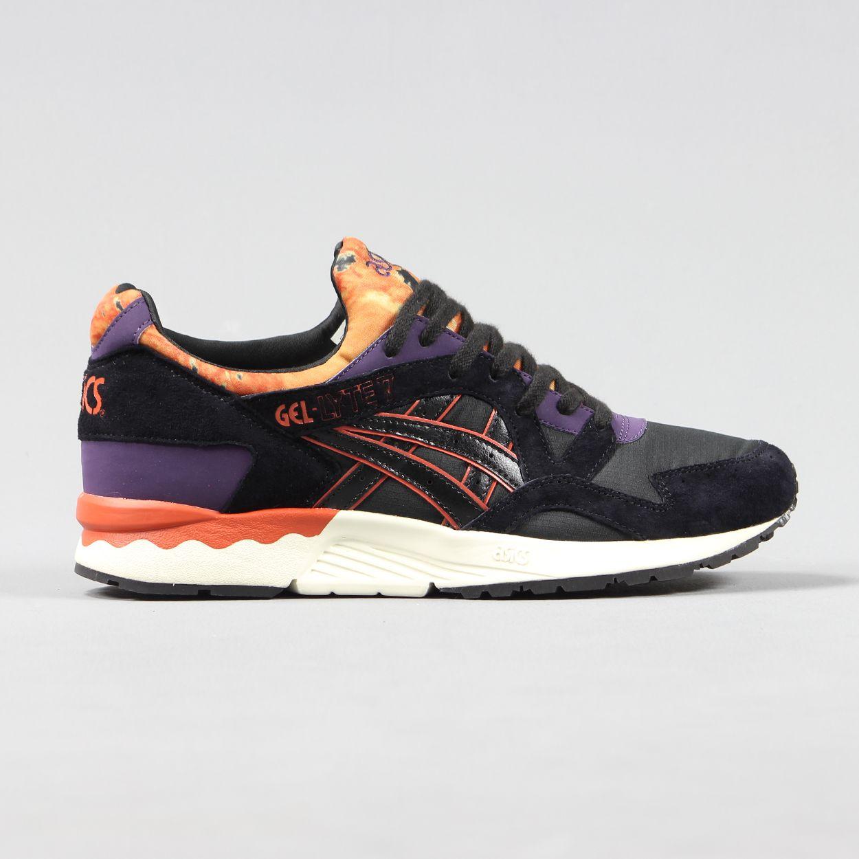 Purple Orange and Black Logo - Asics Mens Gel Lyte V Shoes Black Tie Dye Orange Purple Suede £58.20