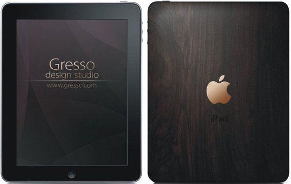 Wood and Gold Logo - Gresso classies up the iPad with 18k gold logo and ancient wood case