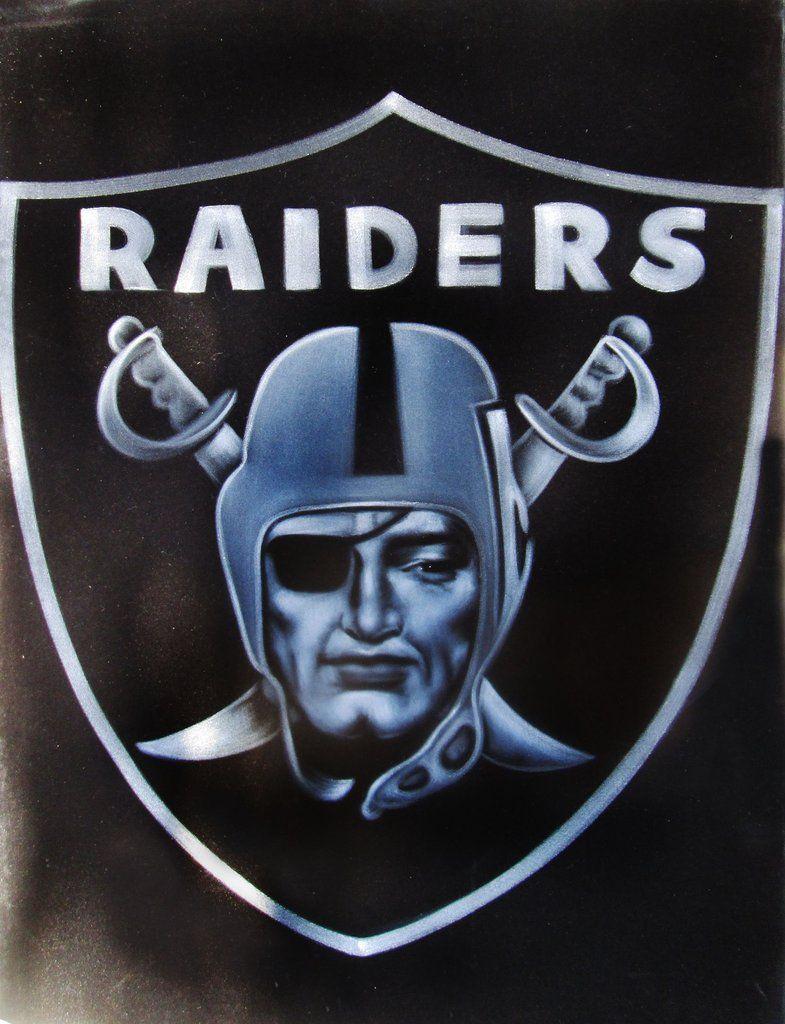 NFL Raiders Logo - Oakland Raiders logo, NFL Original Oil Painting on Black Velvet by ...