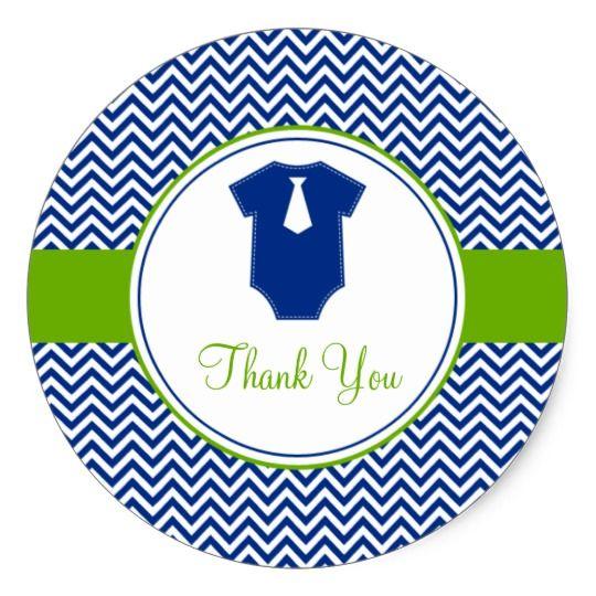 Blue Green Round Logo - Little Man Chevron Blue Green Baby Shower Classic Round Sticker