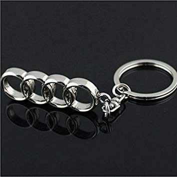 Audi Car Logo - Audi car logo key chain Zinc Alloy Genuine Leather Key-ring: Amazon ...