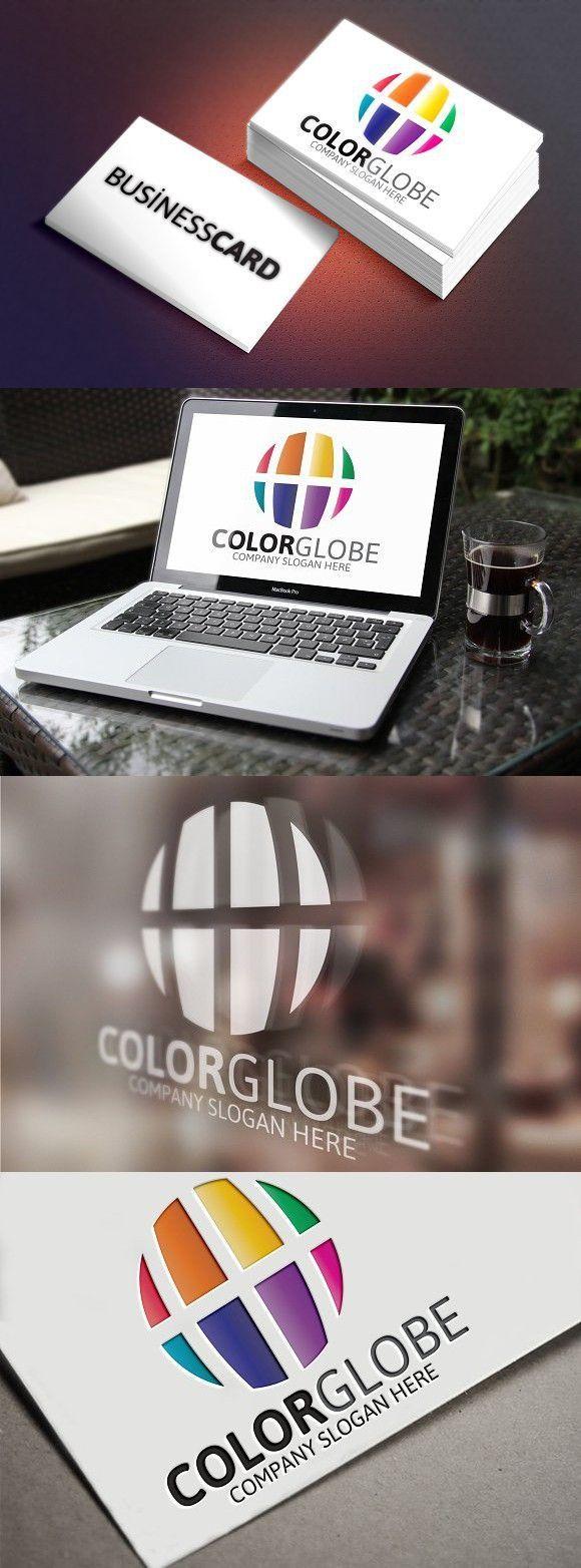 Marketing Globe Logo - Color Globe Logo. Marketing Graphic Design. Globe logo