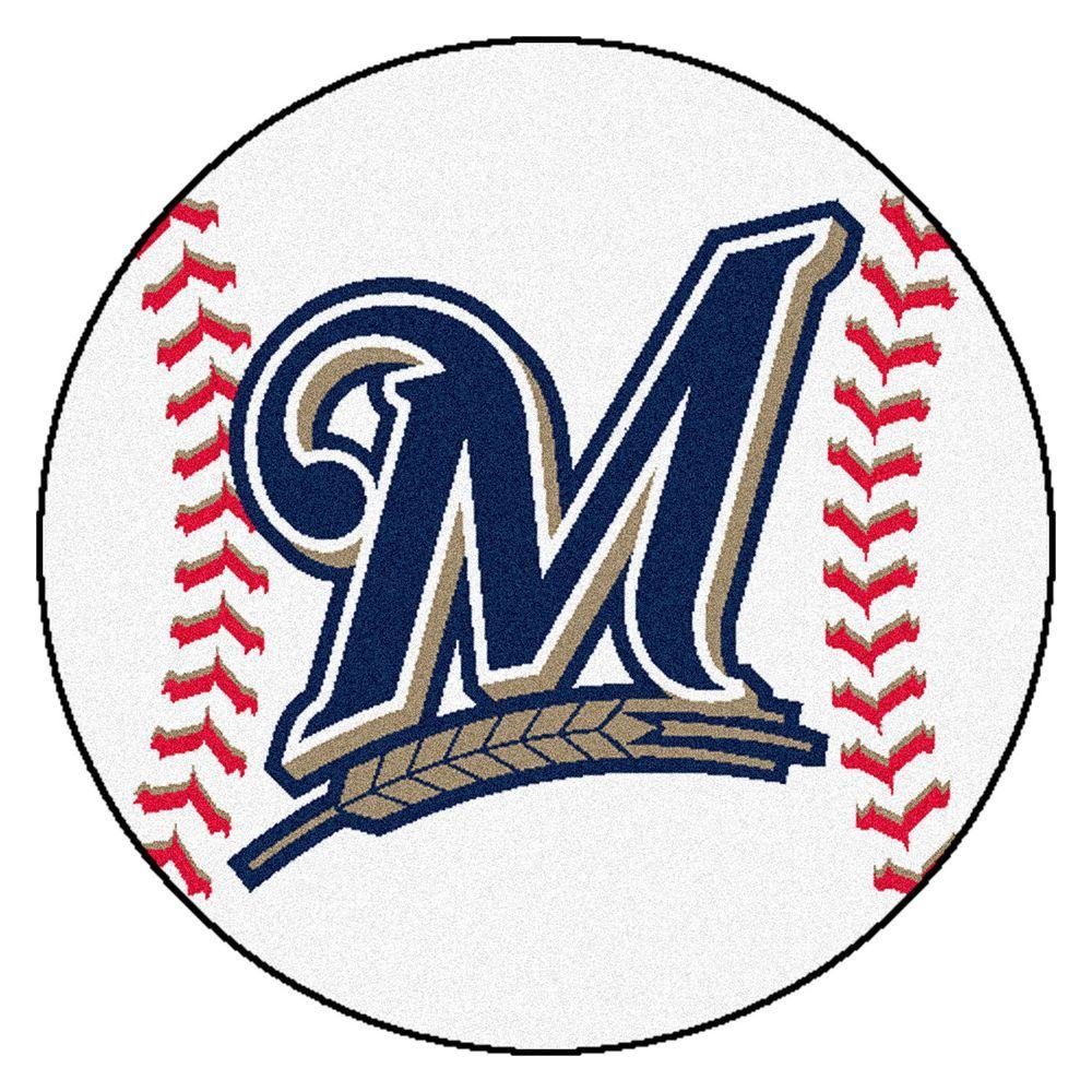 Brewers Logo - FANMATS MLB Milwaukee Brewers White 2 ft. x 2 ft. Round Area Rug ...