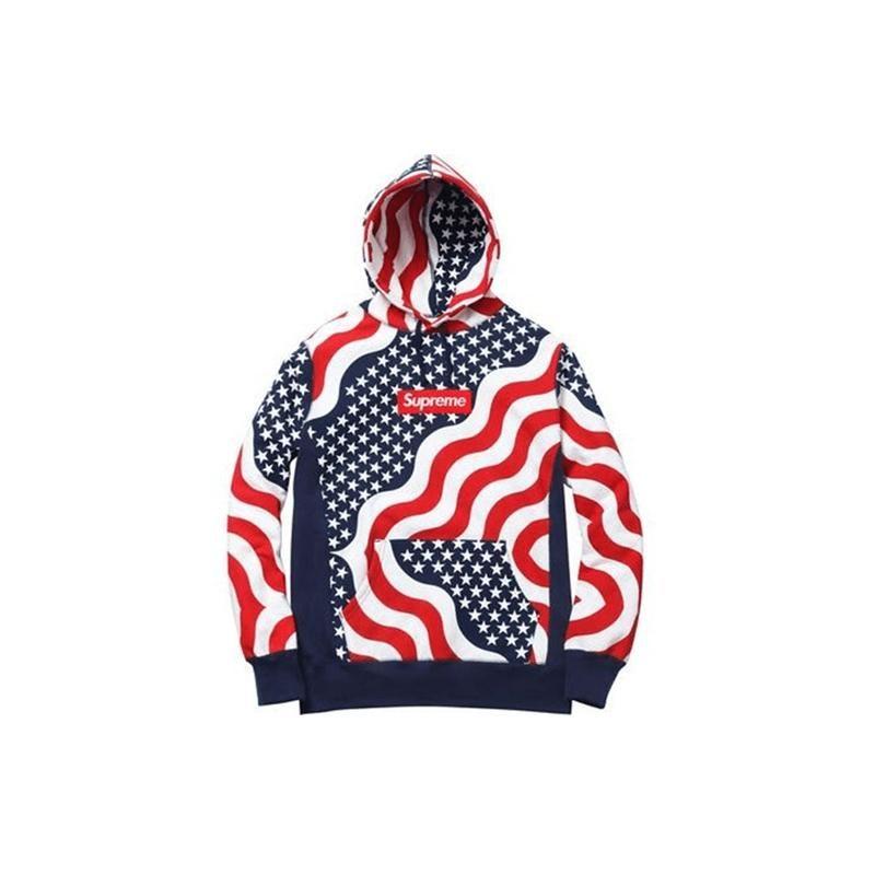 American Flag Supreme Box Logo - Supreme Box Logo Hooded Sweatshirt American Flag (FW14) Used