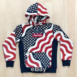 American Flag Supreme Box Logo - Supreme Fw14 American Flag Box Logo Hooded Sweatshirt Hoodie Size M