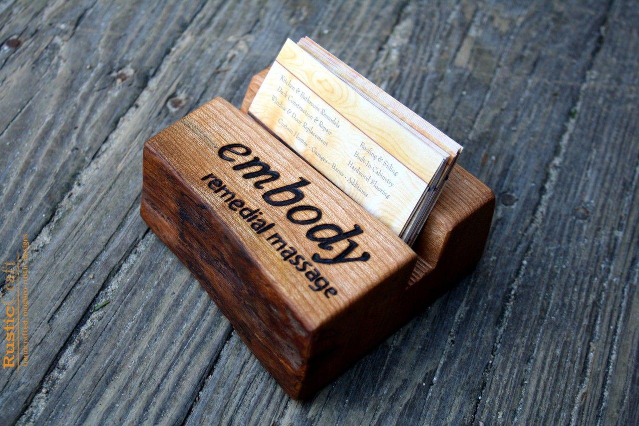 Rustic Woodworking Logo - Personalized Business Card Holder Rustic Live Edge Wood Uniqu Unique ...
