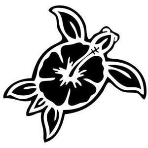 Hawaiian Flower Black Flower Logo - Hawaiian Hawaii Turtle Flower Decal Vinyl Anime Wall Window Car ...